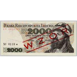 PRL, 2000 złotych 1.06.1982, WZÓR, No. 0110, seria BP