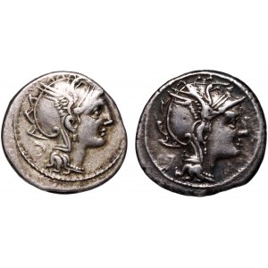 Roman Republic, Lot of 2 Denar, Ap.C.Pulcher Q.Urbinus T.Manlius Mancinus 111/110 BC, Rome