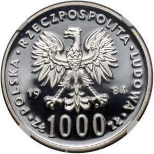 People's Republic of Poland, 1000 gold 1984, Wincenty Witos, PRÓBA, silver