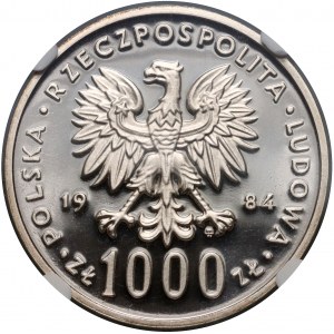 PRL, 1000 złotych 1984, Łabędź, PRÓBA, srebro