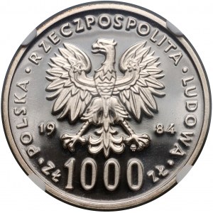 People's Republic of Poland, 1000 gold 1984, Swan, PRÓBA, silver