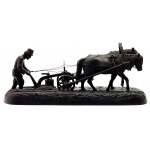 Russia, sculpture of a farmer plowing a field, architectural and artistic casting factory in Kasli, Urals, 1912