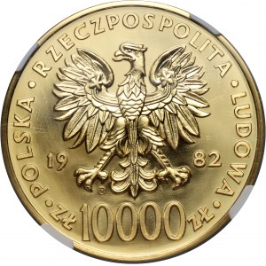 PRL, 10000 złotych 1982, Jan Paweł II, Valcambi, stempel zwykły