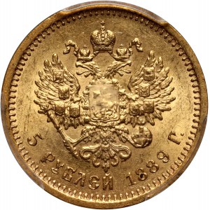 Rusko, Alexandr III, 5 rublů 1889 (АГ), Petrohrad