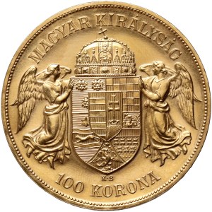 Hungary, Franz Josef I, 100 Korona 1908, Kremnitz, Restrike
