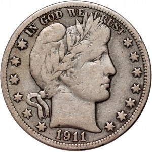 USA, 1/2 Dollar 1911, Philadelphia, Barber