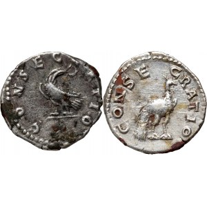 Roman Empire, Lot of 2 Denar CONSECRATIO, Marcus Aurelius 161-180 and Faustina Junior d. 175 (wife), Rome