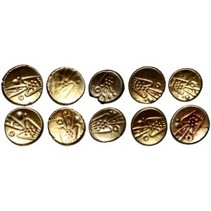 India, set of 10 x gold Fanam