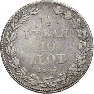 Zabór Rosyjski, Mikołaj I, 1 1/2 rubla = 10 złotych 1835 НГ, Petersburg