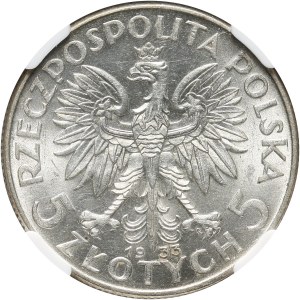 II RP, 5 złotych 1933, Warszawa, głowa kobiety
