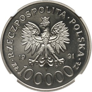 III RP, 100000 złotych 1991, Tobruk, PRÓBA, nikiel