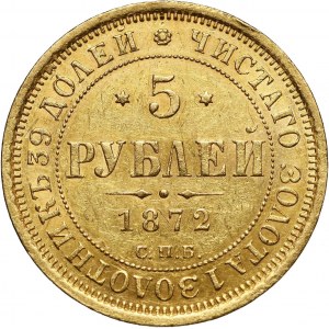 Rosja, Aleksander II, 5 rubli 1872 СПБ НІ, Petersburg