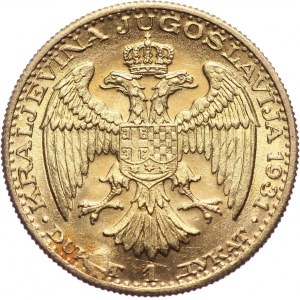 Yugoslavia, Alexander I, ducat 1931, counterstamp - sword