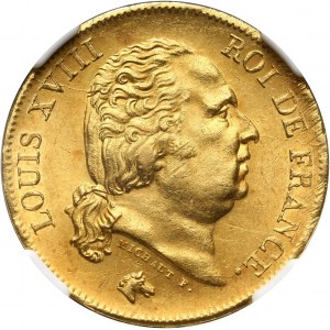 France, Louis XVIII, 40 Francs 1818 W, Lille