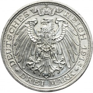 Niemcy, Prusy, Wilhelm II, 3 marki 1915 A, Berlin, Mansfeld