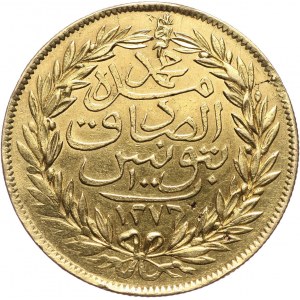 Tunisia, Muhammad al-Sadiq Bey, 100 Piastres AH1276 (1859)