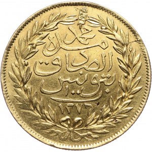 Tunezja, Muhammad al-Sadiq Bey, 100 piastrów AH1276 (1859)