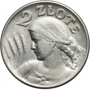 II RP, 2 złote 1925 bez kropki, Filadelfia, żniwiarka