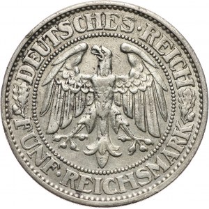 Germany, Weimar Republic, 5 Mark 1929 J, Hamburg