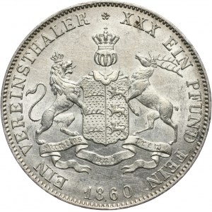 Germany, Wurttemberg, Wilhelm I, Taler 1860, Stuttgart