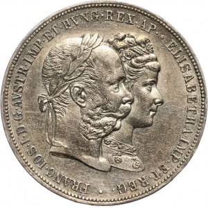 Austria, Franciszek Józef I, 2 guldeny 1879, Wiedeń, 25 rocznica ślubu