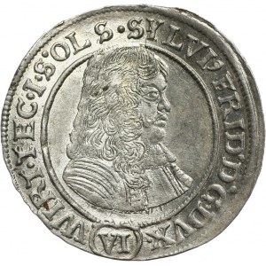 Śląsk, Księstwo Oleśnickie, Sylwiusz Fryderyk, 6 krajcarów 1674 SP, Oleśnica