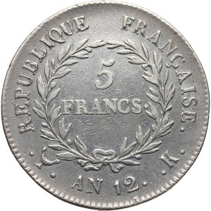 Francja, Napoleon I, 5 franków An 12 K, Bordeaux