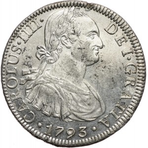 Meksyk, Karol IV, 8 reali 1793 Mo-FM