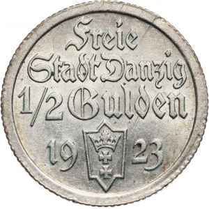 Wolne Miasto Gdańsk, 1/2 guldena 1923, Utrecht, koga