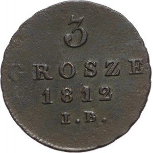 Księstwo Warszawskie, Fryderyk August I, 3 grosze 1812 IB, Warszawa