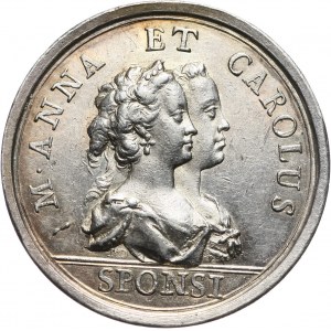 Austria, Maria Anna of Austria and Charles Alexander of Lorraine, wedding medal 1744