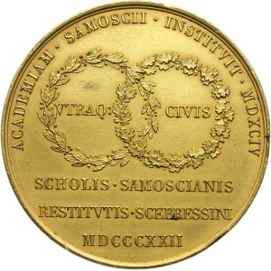 XIX wiek, Jan Zamojski, medal z 1822 roku. Przeniesienie Akademii z Zamościa do Szczebrzeszyna
