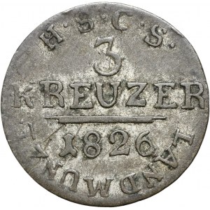 Germany, Sachsen-Coburg-Saalfeld, Ernst I, 3 Kreuzer 1826 G