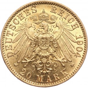 Germany, Anhalt, Friedrich II, 20 Mark 1904 A, Berlin