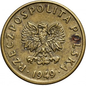 PRL, 5 groszy 1949, PRÓBA, mosiądz