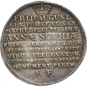 August II Mocny, 1/3 talara 1717, Drezno, śmierć Anny Zofii (matki Augusta II)