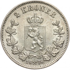 Norwegia, Oskar II, 2 korony 1878