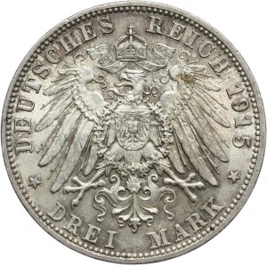 Niemcy, Saksonia-Meiningen, Bernhard III, 3 marki 1915, Jerzy II