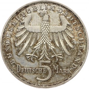Germany, Federal Republic, 5 Mark 1955 F, Stuttgart, Friedrich Schiller