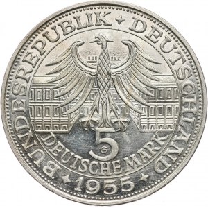 Germany, Federal Republic, 5 Mark 1955 G, Karlsruhe, Ludwig von Baden