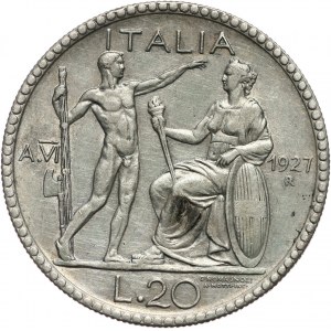 Włochy, Wiktor Emanuel III, 20 lirów 1927 A. VI, Rzym