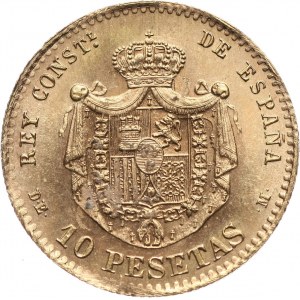 Spain, Alfonso XII, 10 Pesetas 1878 (19-62), restrike