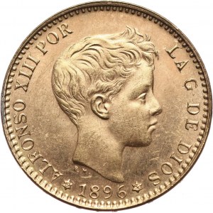 Hiszpania, Alfons XIII, 20 peset 1896 (19-62), nowe bicie (restrike)