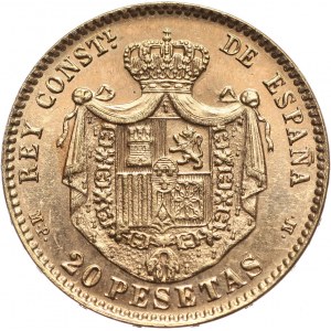 Hiszpania, Alfons XIII, 20 peset 1896 (19-62), nowe bicie (restrike)