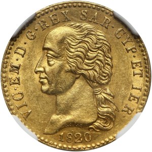 Włochy, Sardynia, Wiktor Emanuel I, 20 lirów 1820 L, Turyn