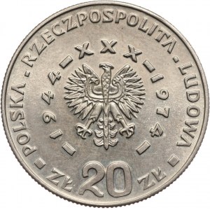 PRL, 20 złotych 1974, XXX Lat PRL, Górnik, PRÓBA, miedzionikiel