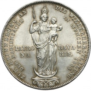 Germany, Bavaria, Miximilian II Josef, 2 Gulden 1855, Munich, Restoration of the Madonna Column