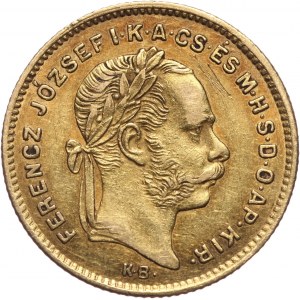 Hungary, Franz Josef I, 4 Forint = 10 Francs 1873 KB, Kremnitz