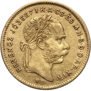 Węgry, Franciszek Józef I, 4 forinty = 10 franków 1874 KB, Kremnica