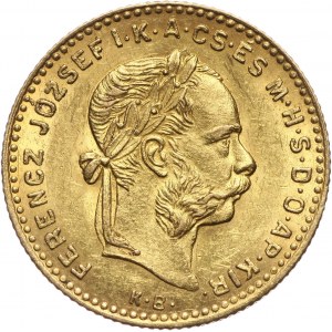 Hungary, Franz Josef I, 4 Forint = 10 Francs 1886 KB, Kremnitz
